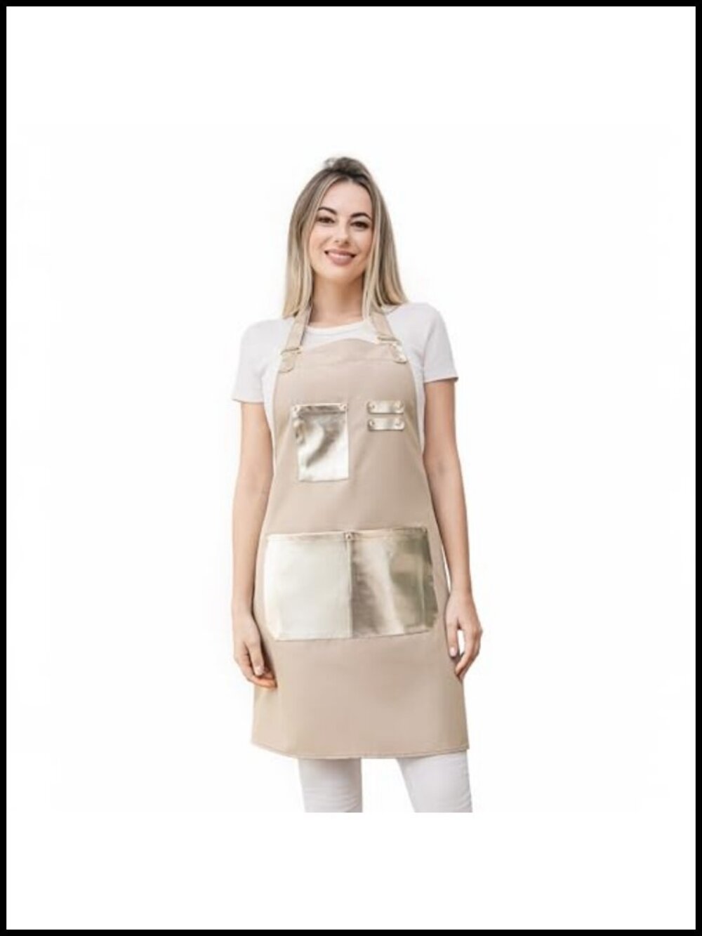 Waterproof Canvas Kitchen Apron with 3 Pockets for Cooking Gardening